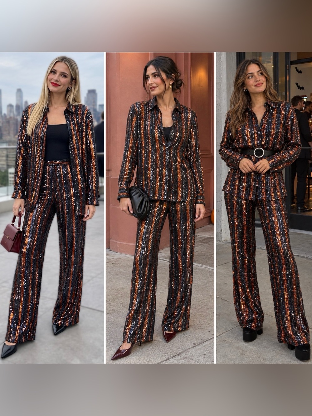Zara 2 Piece Set Sequin Pantsuit Top Pants Abbey Flare Bottoms Size XS Party